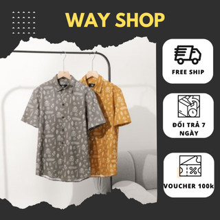 Áo Sơ Mi Lụa Nam, Áo Sơ Mi Nam Palmer WAY SHOP 2 Màu Xám Cam Thiết Kế Trẻ Trung Năng Động Vải Mát Form Rộng Thoải Mái