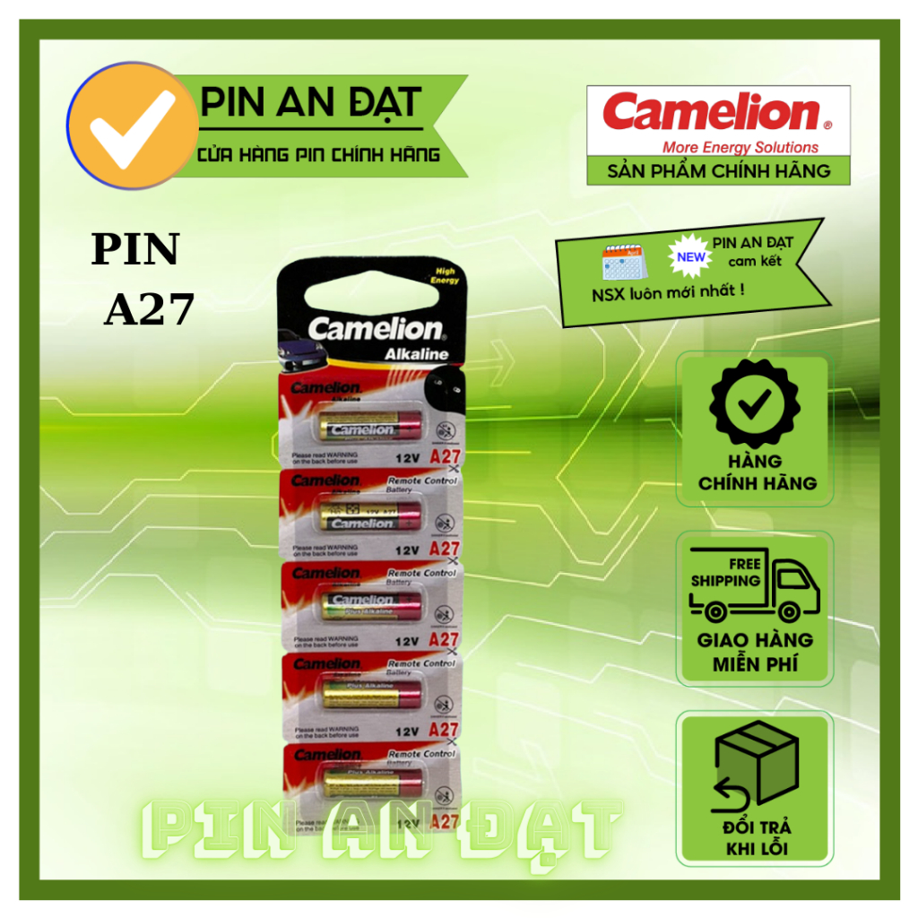 Pin A27 Alkaline Camelion 12V - Pin cửa cuốn- Pin điều khiển - Pin 12V ( 5 viên/ vỉ).