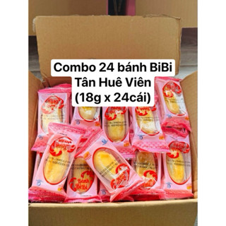COMBO bánh bibi Tân Huê Viên 24 bánh (hộp carton) date mới (có 2 vị lá dứa và môn)