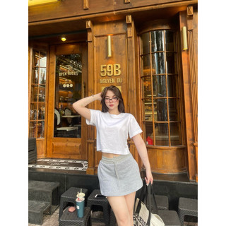 Set chân váy mini + áo thun croptop