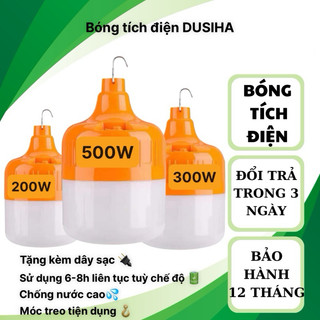  Bóng Đèn Tích Điện DUSIHA Công Suất 200W 300W 500W Bóng Đèn Led Tích Điện Chống Nước Sạc USB 