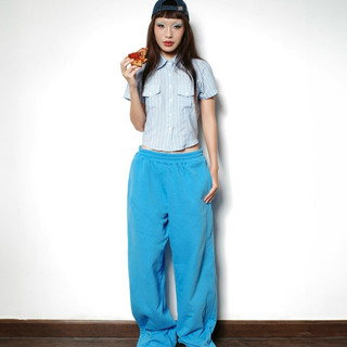 ERRORIST Basic Striped Blue Shirt - Áo sơ mi sọc xanh dáng lửng