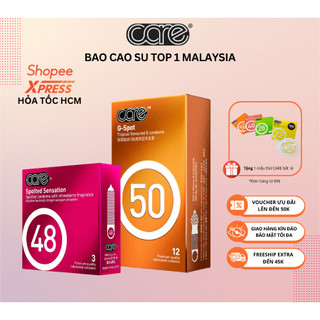 Bao cao su có gai gân CARE 50 và bcs gai CARE 48 nhiều gel bôi trơn cao cấp ( Hộp 12 và hộp 3 bcs )