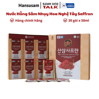 Nước Chiết Xuất Hồng Sâm Núi Nhụy Hoa Nghệ Tây Saffron Hansusam Hộp 30 Gói x 50ml