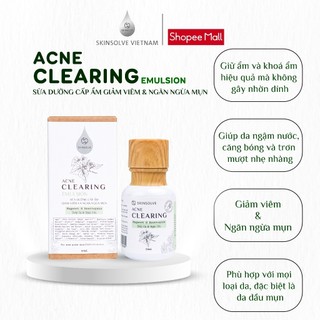 Skinsolve. Sữa Cấp Ẩm, giảm và ngăn Ngừa Mụn Từ Diếp Cá, Ngải Cứu 50ml - Acne Clearing Emulsion