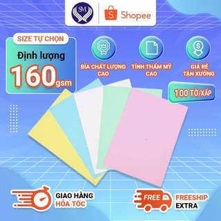 Bìa màu a3 thái lan 160gsm 100 tờ/xấp đủ màu tím/xanh dương/hồng/vàng/xanh lá