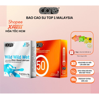 bao cao su có gai, gân CARE 50 hộp 3 bcs gân gai, kéo dài thời gian và Hộp 5 gel bôi trơn gốc nước