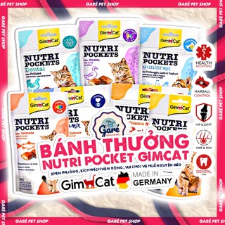 Bánh thưởng Gimcat Nutri Pockets Mèo đủ vị Junior Beef Salmon Catnip bổ sung dưỡng chất Snack Garé