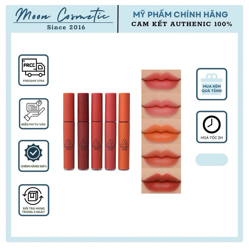 Son Kem 3CE Velvet Lip Tint | Son Kem Lì 3CE Mịn Màng Như Nhung
