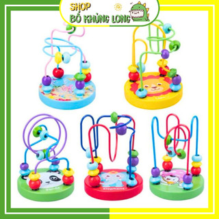 Đồ chơi luồn hạt gỗ cho bé luồn hạt mini đồ chơi gỗ thông minh cho bé combo 6 món - bố khủng long