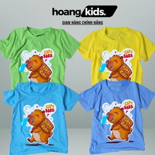 Áo thun Hoangkids in hình CapyBara chảy nước mũi đáng yêu - Cappy Bara Hoạt hình ngộ nghĩnh cho bé từ 15kg đến 40kg
