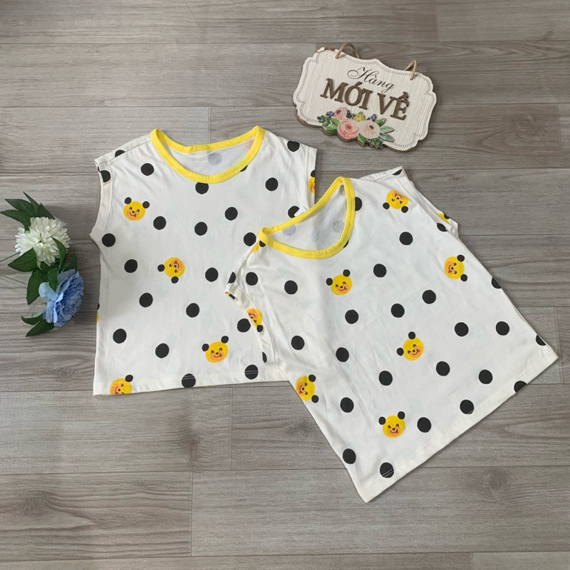 Áo ba lỗ bé gái TDUN A021 chất cotton mềm mịn một màu một size 100 bé 13-15kg