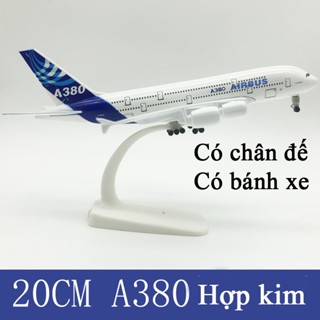 Mô hình máy bay Airbus A380 dài 20cm KAVY bằng hợp kim có chân đế và bánh xẽ