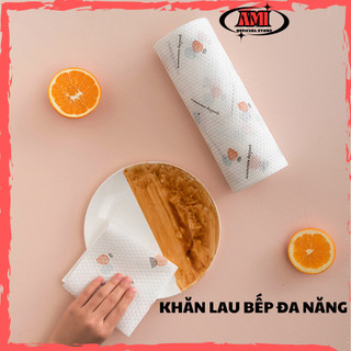 Cuộn khăn lau bếp, giấy lau đa năng khăn lau tay, thấm nước thấm dầu mỡ có thể giặt được ami