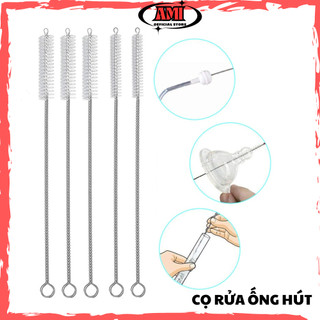 Set 5 Cọ rửa ống hút 18cm thép không rỉ que cọ rửa vệ sinh ống hút cao cấp AMI