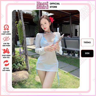 Áo váy lưới tay loe co giãn tôn body xuyên thấu mặc ngoài bikini đi biển. Có thể mặc 2 kiểu ( KHÔNG KÈM BIKINI) - Mã M02