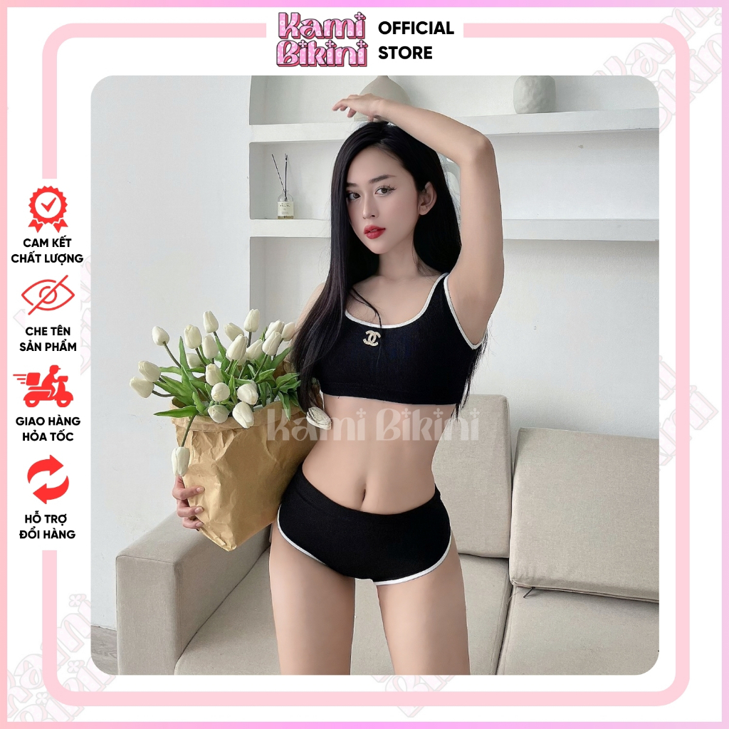 Bikini đi biển kèm tag chữ X sang chảnh mới nhất 2025, Đồ bơi nữ sẵn đệm mút chất thun tăm co giãn FS<55kg | BigBuy360 - bigbuy360.vn