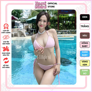 Bikini 2 mảnh sexy chất xốp nhăn phối khoen sẵn đệm mút. Đồ bơi basic cho nữ sang chảnh mùa hè