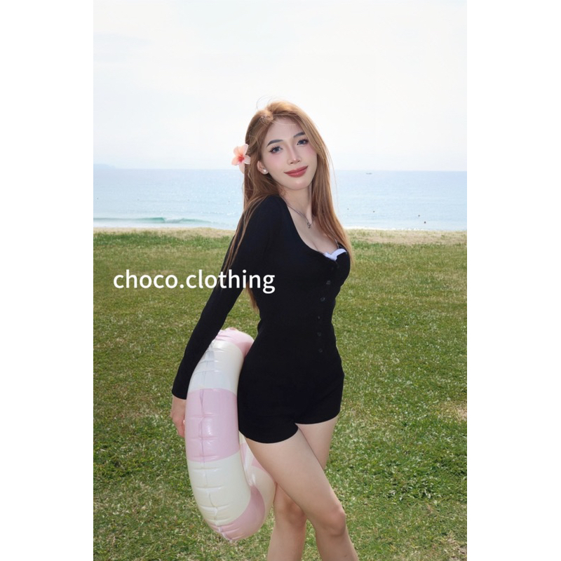 Bộ tay dài đi biển, jumpsuit tay dài cao cấp chất thun gân dày dặn, co giãn ( Form đã chỉnh lại chuẩn size )