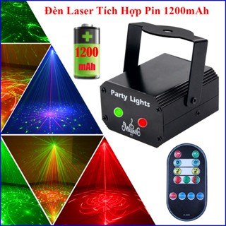 [Có REMOTE] Đèn Chiếu Laser Mini Party Light Cảm Ứng Âm Thanh - Đèn Laser 2 Mắt Bay Phòng, Karaoke -Tích Hợp Pin 1200mAh