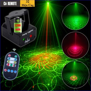 Đèn laser mini Party Light, đèn chiếu laser 2 tia laze cảm biến theo nhạc pin 1200mah