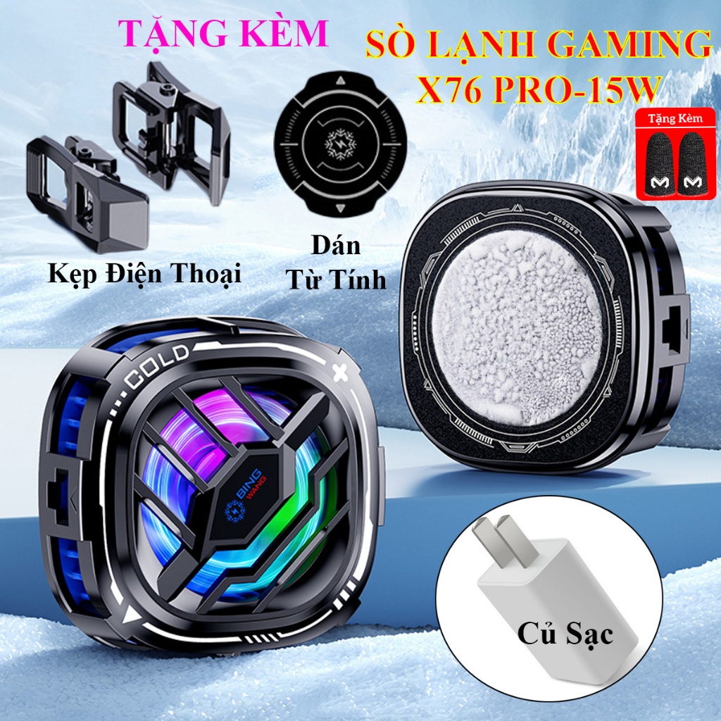 [Bản Pro 2025] Quạt tản nhiệt điện thoại máy tính bảng sò lạnh 3in1 X76 Pro 15W có 3 chế độ làm mát