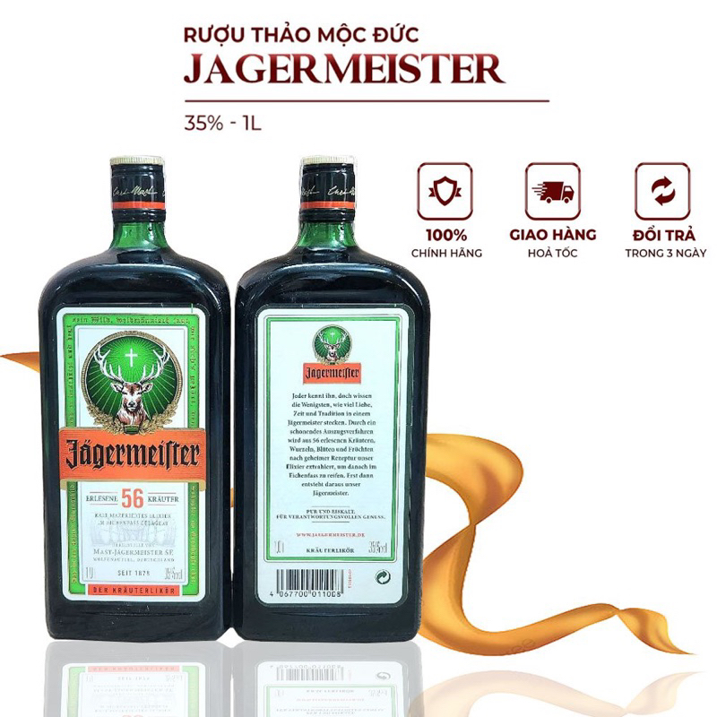 Rượu thảo mộc đức jagermeister 35% chai 1l hương vị thơm ngon và mạnh mẽ nhập khẩu chính hãng