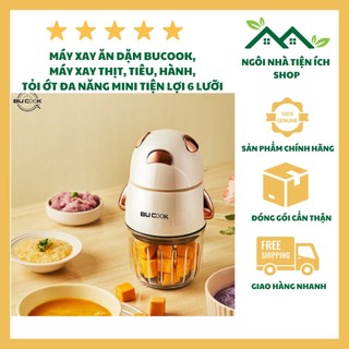 Máy xay ăn dặm bucook bnp0523, máy xay thịt, tiêu, hành, tỏi ớt đa năng mini tiện lợi 6 lưỡi xay sắc