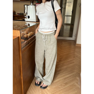  Quần dài kẻ sọc lưng dây rút ống suông nữ sii pants/bymiia.studio