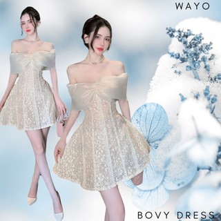 [Bovy Dress] Đầm WAYO thiết kế trễ vai ren hoa phối voan cao cấp dự tiệc sang trọng xinh đẹp