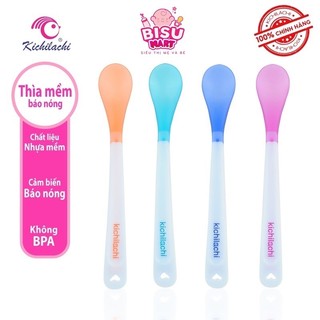Muỗng/Thìa ăn dặm cán dài đầu nhựa mềm báo Nóng Richell - Kichilachi an toàn cho bé trên 4 tháng tuổi