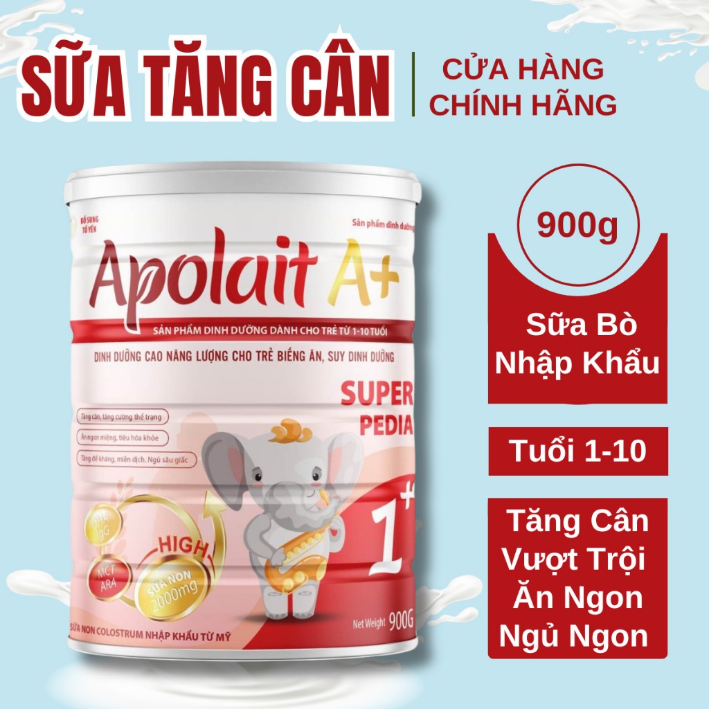 Sữa tăng cân Apolait Super Pedia  900g cho bé từ 1 đến 10 tuổi, Giúp bé tăng cân khỏe mạnh, Phát tri