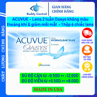 Lens Acuvue Oasys 2 tuần không màu, 2-week Acuvue Oasys full dãy độ - Buddy Central