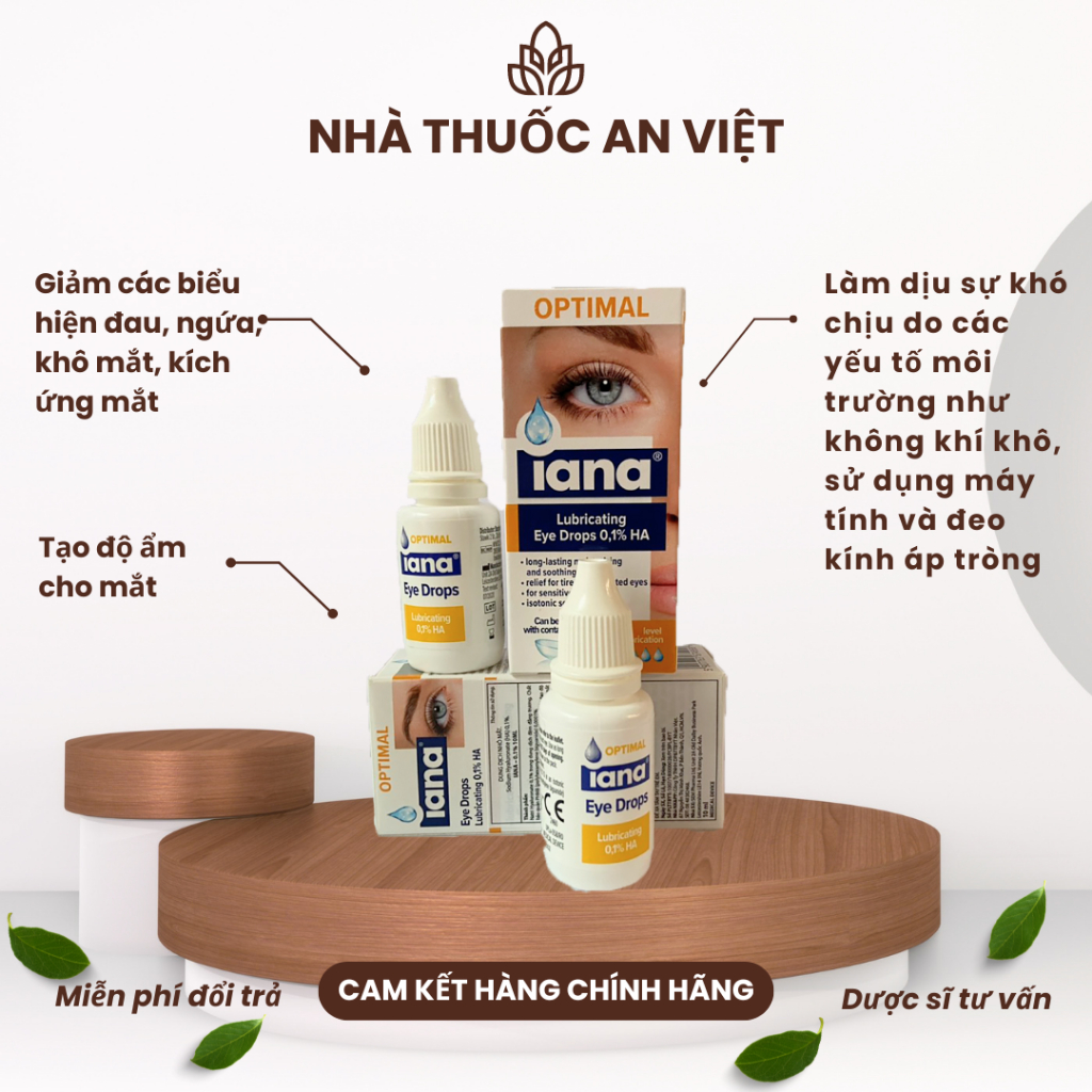 Dung dịch nhỏ mắt IANA HA 0,1% - Giúp giảm khô mắt, mỏi mắt, đỏ mắt hiệu quả