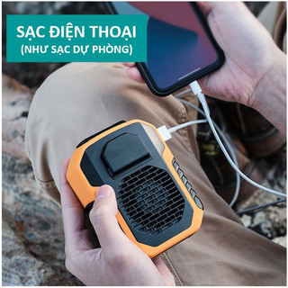 [quạt di động]Quạt Tích Điện Kiêm Sạc Dự Phòng 6000mAh Đeo Thắt Lưng,Đeo Cổ,Cầm Tay 3 Mức Gió,Cổng Sạc Type C-ctk99