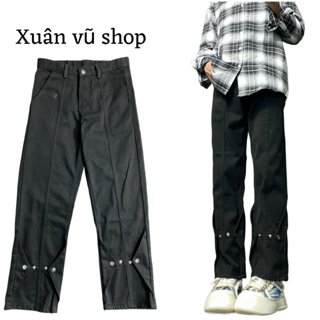 quần suông rộng loe nhẹ jean line cúc bấm (41)