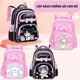  Cặp sách chống gù balo cho học sinh tiểu học họa tiết Kuromi Cinnamoroll Melody từ lớp 3 đến lớp 6 