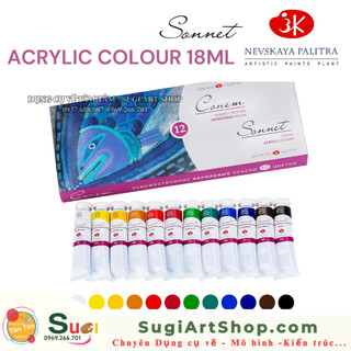 Màu Acrylic Sonnet 12 màu x 10ml - Nevskaya Palitra Nga