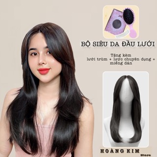Tóc giả tóc bộ siêu da đầu  dáng LAYER 2 MÁI BAY (kèm lược  + lưới trùm )HK06