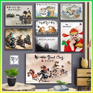 [50x70] Tranh tráng gương VÔ TRI HÀI HƯỚC TỔNG HỢP Có Khung, Treo Tường, Đủ Phụ Kiện, Nhiều Size