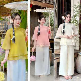 Pháp phục đi chùa, Bộ lam đi chùa chất liệu Tơ hàng 3 lớp Cao Cấp