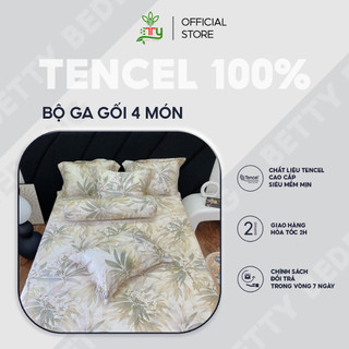 < Mẫu mới > Bộ Ga Gối 4 Món Tencel 80s Họa Tiết Hoa BTY Home - Living, Mềm Mát Kháng Khuẩn/ Kích Thước Đa Dạng