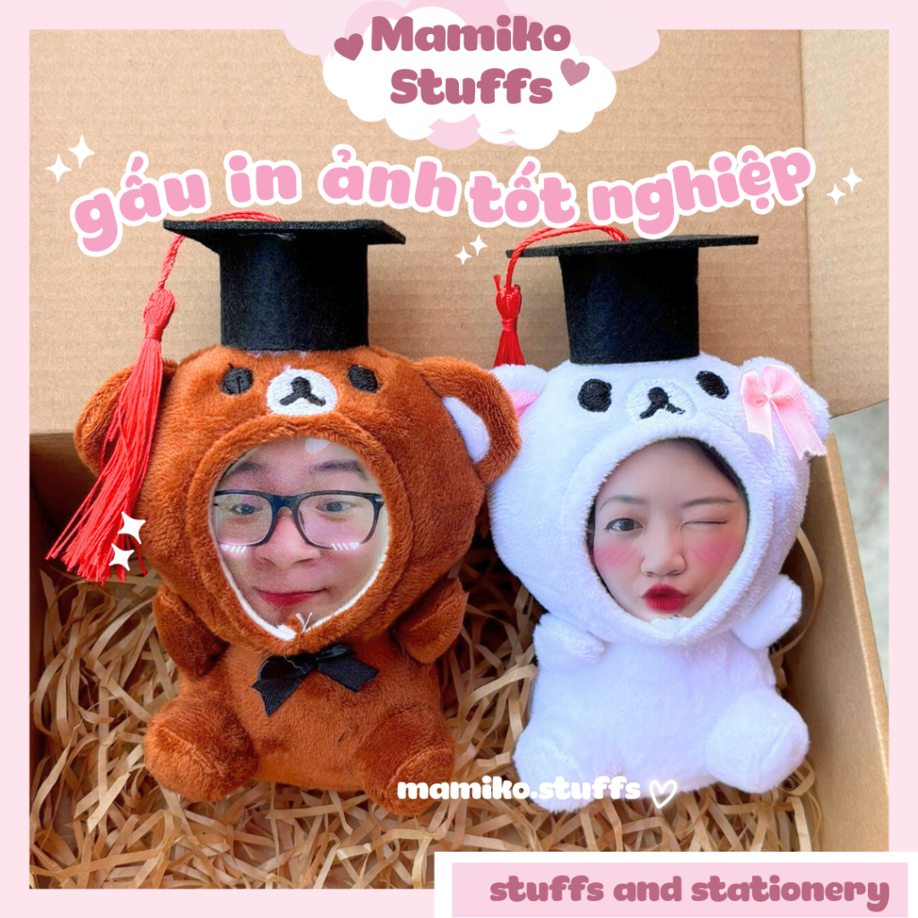 [HOẢ TỐC HCM] Gấu Tốt Nghiệp In Ảnh 3D Theo Yêu Cầu (đã gồm in ảnh)