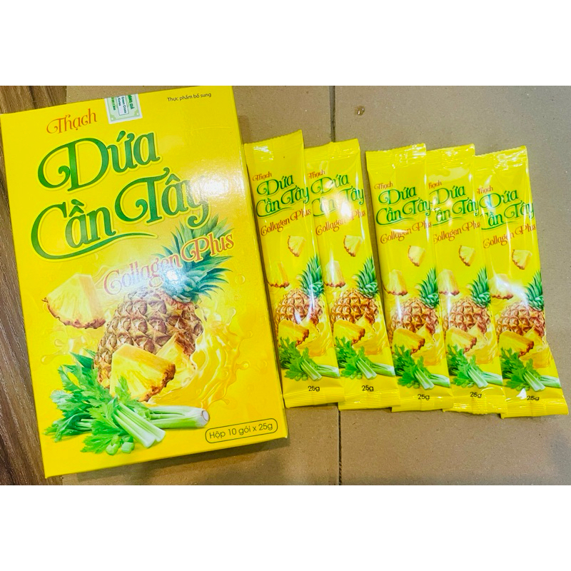 Lẻ 5 gói Thạch Dứa Giảm Cân cấp tốc nhanh Hiệu Quả an toàn chính hãng detox dứa cần tây Collagen