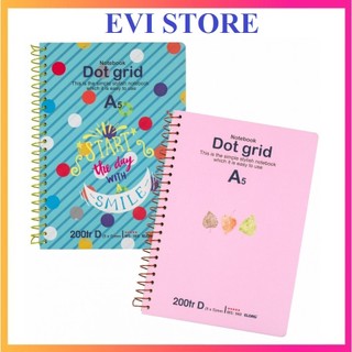 Sổ lò xo ruột chấm Dot Grid 200 trang khổ A5 Klong 968 / Sổ chấm kích thước (148 x 210) mm