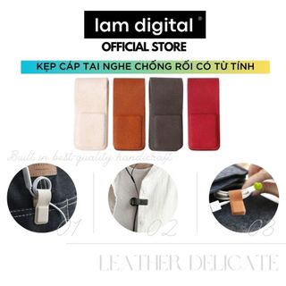 Dây kẹp cáp chống rối bằng da có từ tính tiện lợi - dụng cụ giữ dây tai nghe, cáp sạc di động