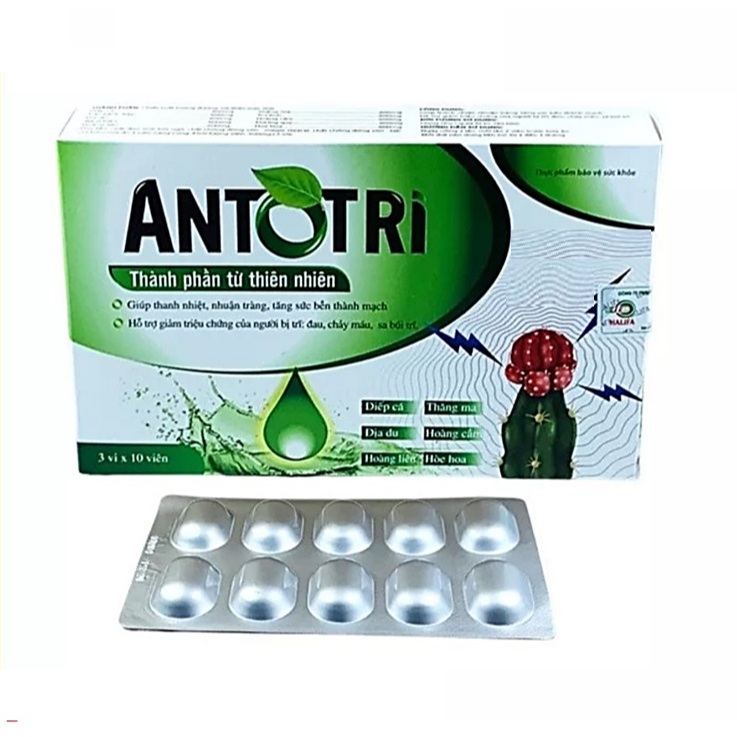 Viên Uống tiêu trĩ Antotri - Thành phần hoàn toàn thiên nhiên - bổ sung chất xơ giảm táo bón tiêu trĩ hiệu quả - 30 viên