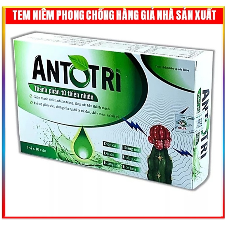 Viên Uống tiêu trĩ Antotri - Thành phần hoàn toàn thiên nhiên - bổ sung chất xơ giảm táo bón tiêu trĩ hiệu quả - 30 viên