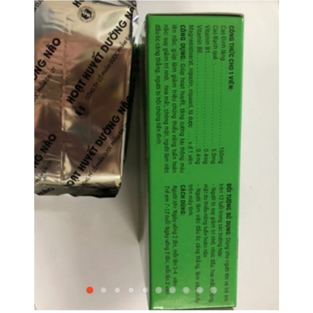 combo 5 hộp Viên Uống Hoạt Huyết Dưỡng Não Đại Uy-giảm đau đầu hoa mắt chóng mặt mất ngủ rối loạn tiền đình 100 viên-1ộp