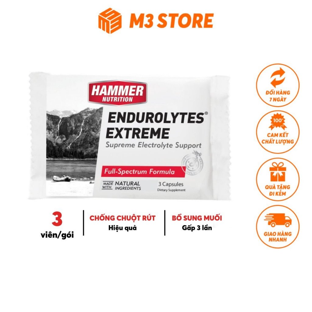 Viên Muối Điện Giải Endurolytes Extreme Hammer Nutrition Bổ Sung Muối Khoáng Chống Chuột Rút 3 Viên